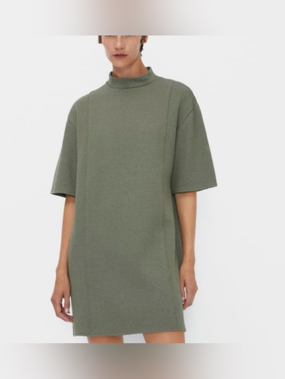 NWT Zara Olive Green Knit Mock Neck Top